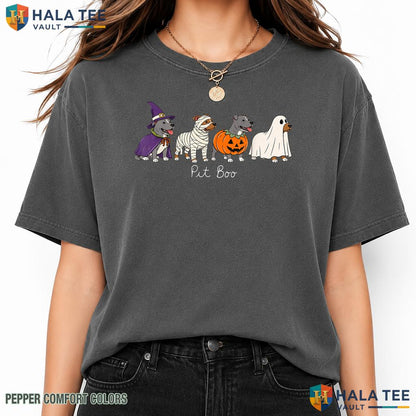 Pit Boo Pitbull Costume Garment-Dyed T-Shirt Cute Spooky Halloween