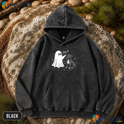 Pit Bull Ghost Vintage Washed Shirt Funny Spooky Halloween Dog Lover Apparel