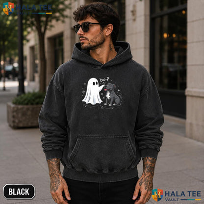 Pit Bull Ghost Acid Washed T-Shirt Funny Spooky Halloween Dog Lover Apparel