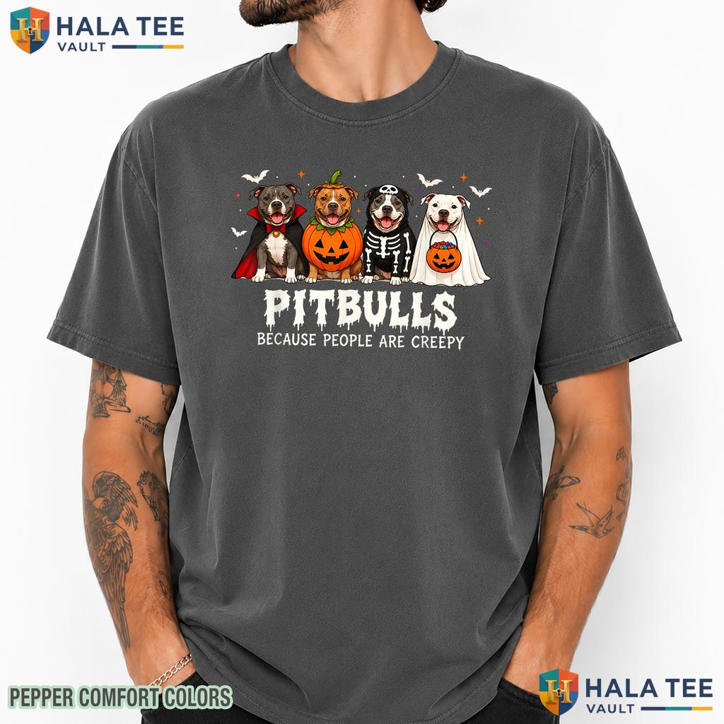 Pitbulls People Creepy Lover Comfort Colors T-Shirt Halloween Dog Top