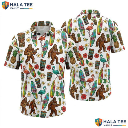 Playful Ape Guitar Hawaiian Shirt Vibrant Tropical Short Sleeve Button Down