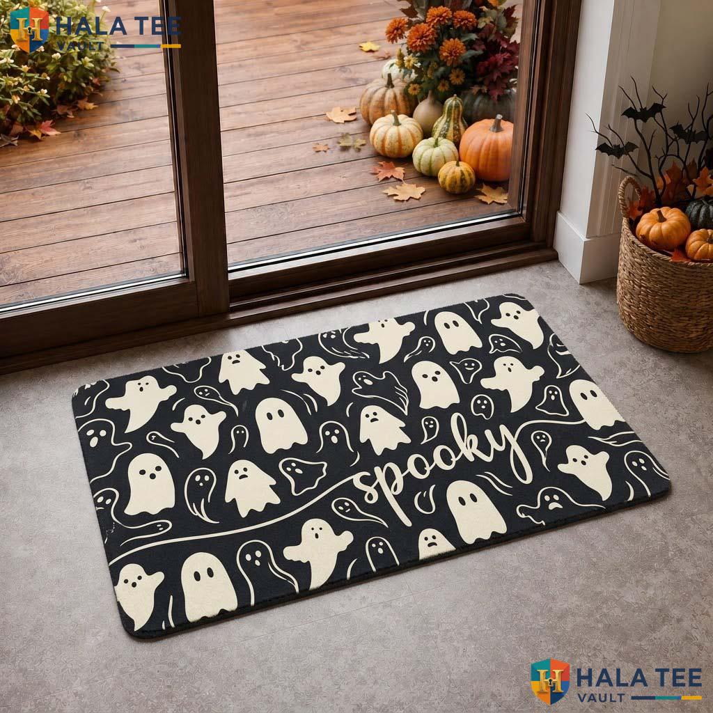 Playful Ghost Halloween Doormat Funny Spooky Entrance Rug Entryway Decor