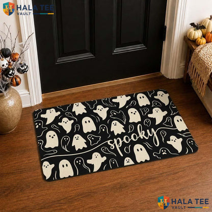 Playful Ghost Halloween Front door mat Funny Spooky Entrance Rug Entryway Decor