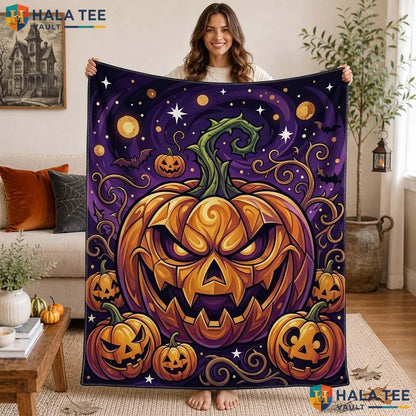 Playful Lantern Halloween Blanket Custom Name Kids Cozy Ghost Throw