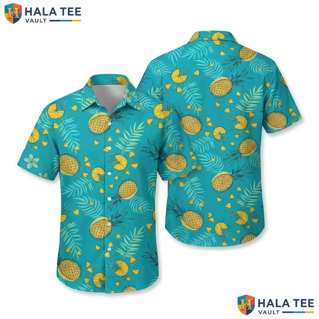 Playful Pineapple Aloha Shirt Vibrant Tropical Design Short Sleeve Button Up