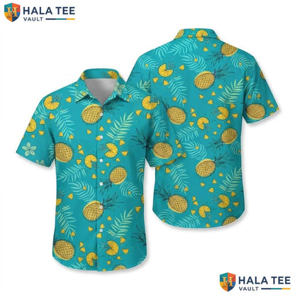 Playful Pineapple Aloha Shirt Vibrant Tropical Design Short Sleeve Button Up
