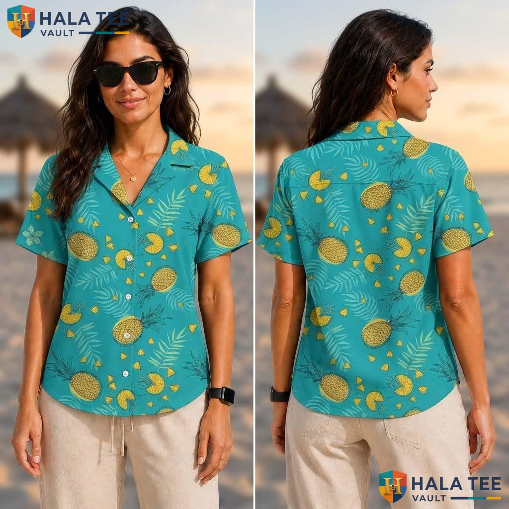 Playful Pineapple Tropical Shirt Vibrant Tropical Design Short Sleeve Button Up