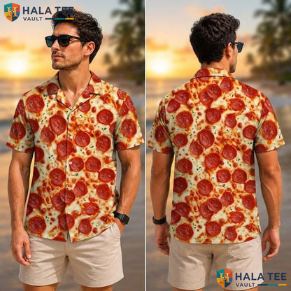 Playful Pizza Lover Tropical Shirt Vibrant All Over Print Novelty Button Up