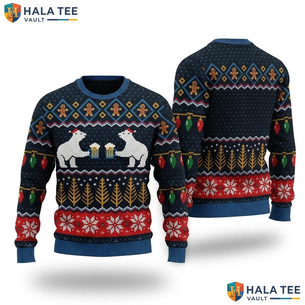 Polar Bear Fair Isle Ugly Xmas Sweater Funny Festive Christmas Graphic