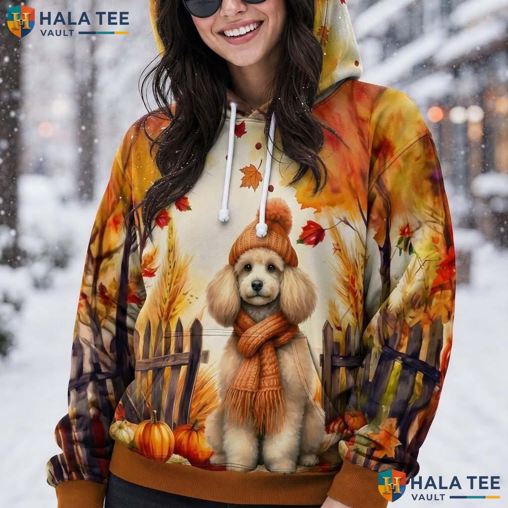 Poodle Autumn Fashion Thanksgiving 3D Printed Hoodie Cute Fall Dog Lovers Top