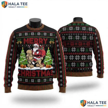 Poodle Riding Santa Ugly Christmas Sweater Funny Dog Lover Apparel