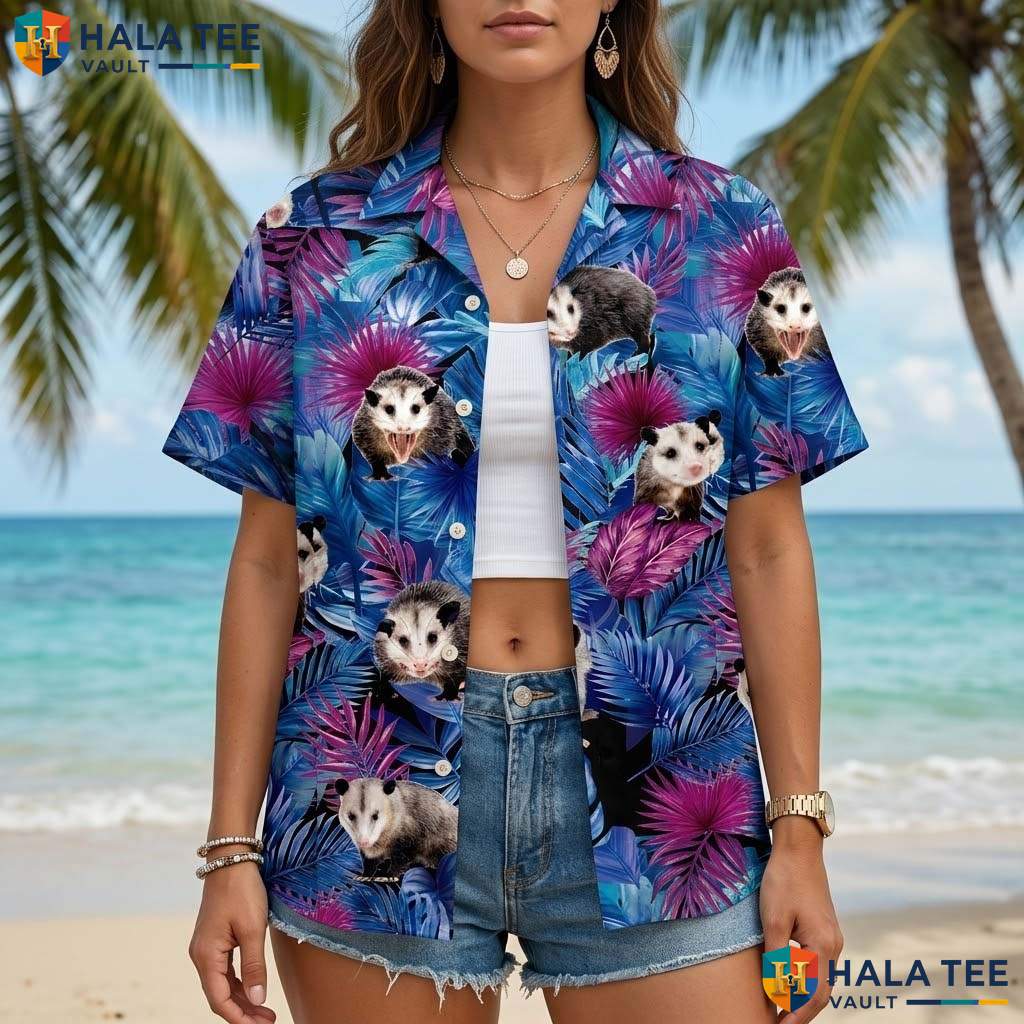 Possum Palm Tree Aloha Tee Mens Funny Tropical Beach Vacation Clothing