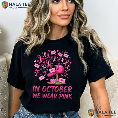 Postal Worker Breast Cancer T-Shirt October We Wear Pink Awareness Adult