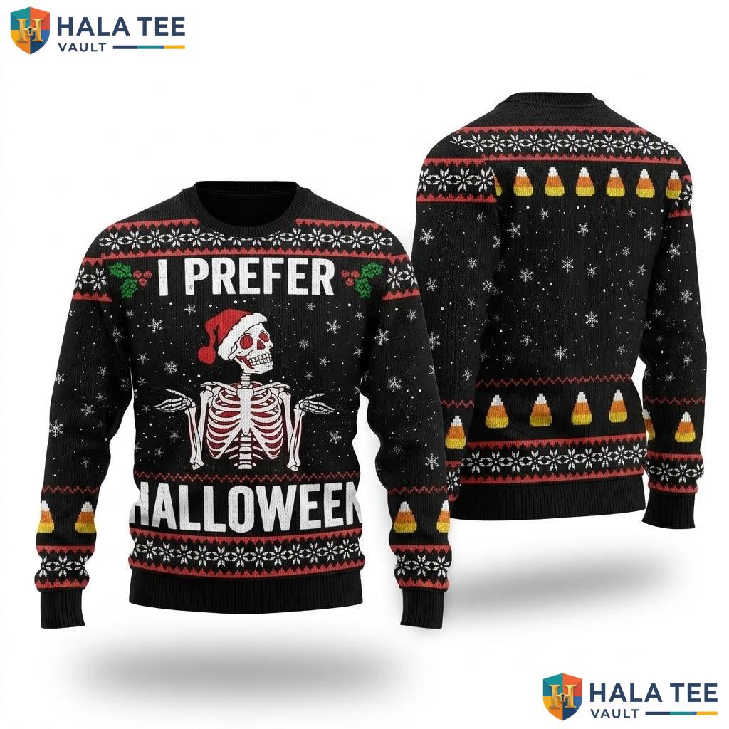 Prefer Halloween Funny Christmas Sweater Spooky Holiday Ugly Apparel