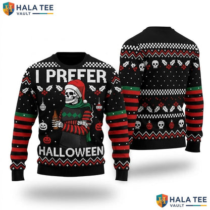 Prefer Halloween Skeleton Christmas Sweater Funny Ugly Holiday Top