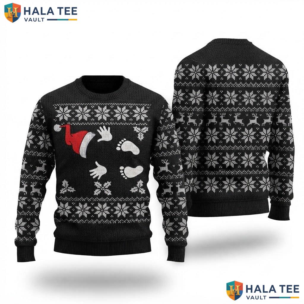 Pregnancy Baby Bump Christmas Sweater Funny Maternity Holiday Top