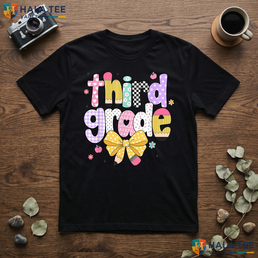 Preppy 3rd Grade Teacher Shirt Back To School Girls Classroom Apparel