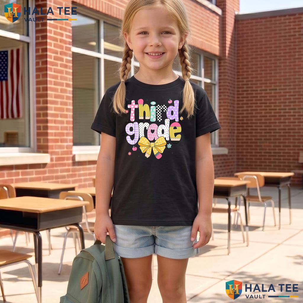Preppy 3rd Grade Teacher Shirt Back To School Girls Classroom Apparel Adult