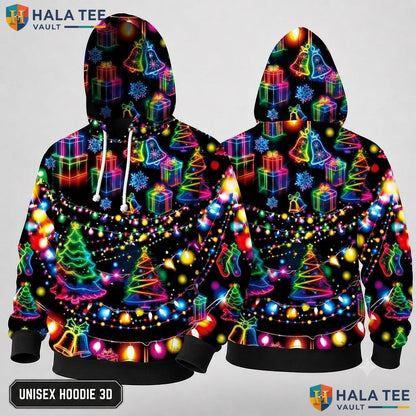 Presents Lights Tree Xmas 3D Hoodie Cute Colorful Festive Outfit