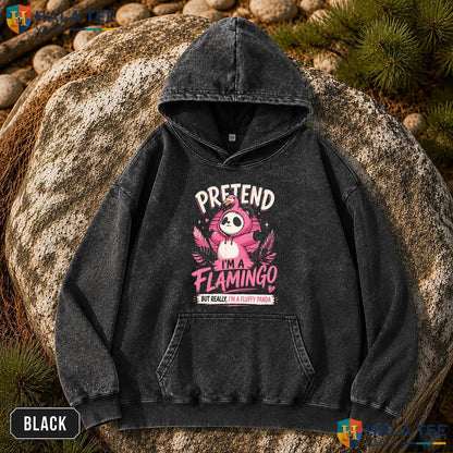 Pretend Im Flamingo Vintage Washed Shirt Funny Panda Animal Graphic Apparel