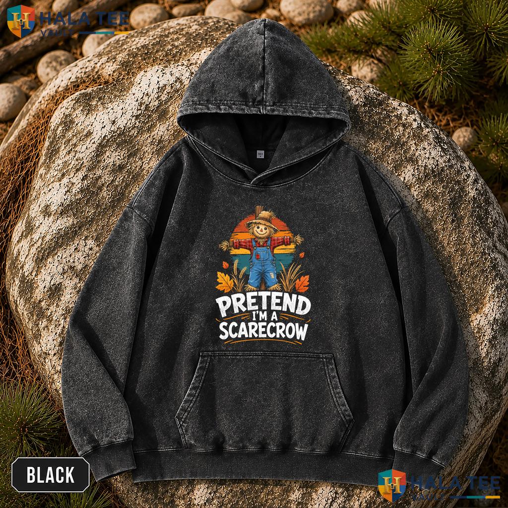Pretend Im Scarecrow Vintage Washed Shirt Vintage Halloween Costume Graphic Top