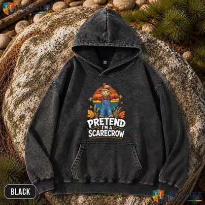 Pretend Im Scarecrow Vintage Washed Shirt Vintage Halloween Costume Graphic Top