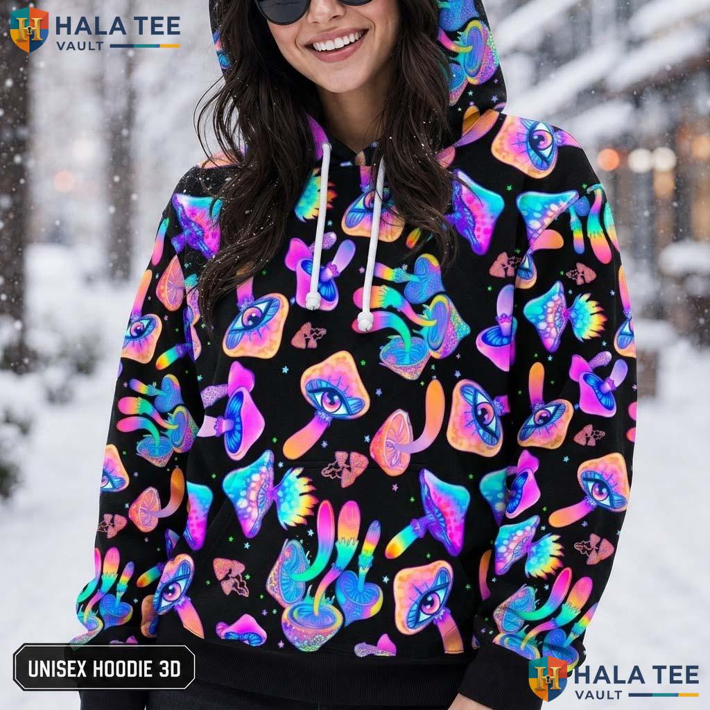 Psychedelic Colorful Mushroom 3D Printed Hoodie Vibrant Graphic For Creative