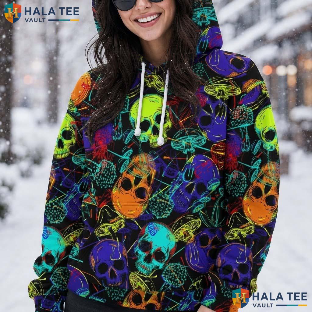 Psychedelic Colorful Skull 3D Printed Hoodie Vibrant Graphic Casual Streetwear