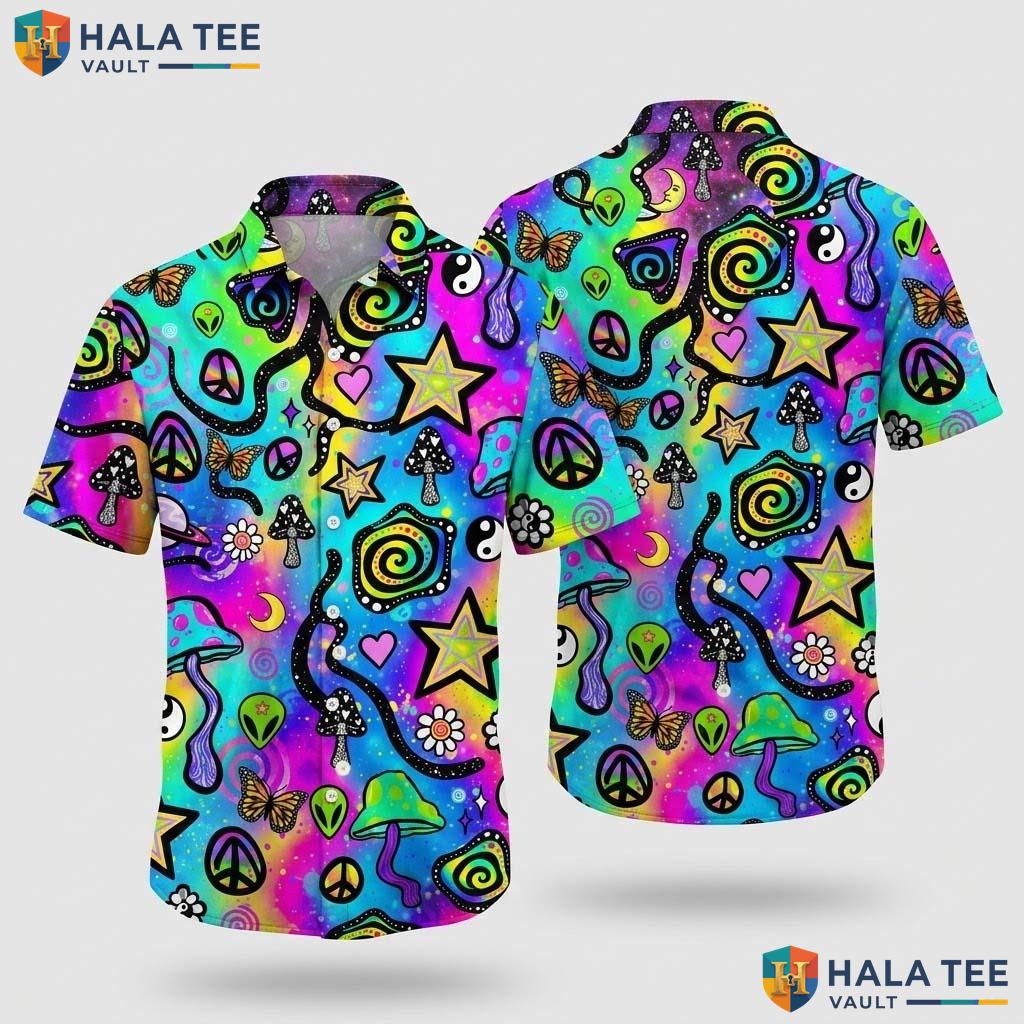 Psychedelic Pattern Farm Life Hawaiian Shirt Mens Aloha Summer Apparel