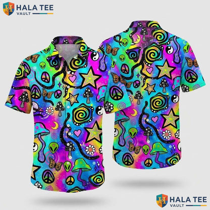 Psychedelic Pattern Farm Life Hawaiian Shirt Mens Aloha Summer Apparel