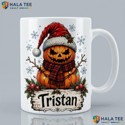 Pumpkin Skeleton Halloween Mug Custom Personalized Gothic Ceramic Coffee Cup