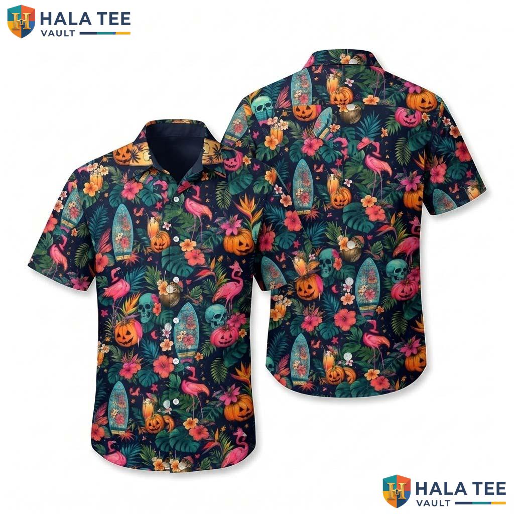 Pumpkin Surfboard Halloween Hawaiian Shirt Spooky Summerween Aloha
