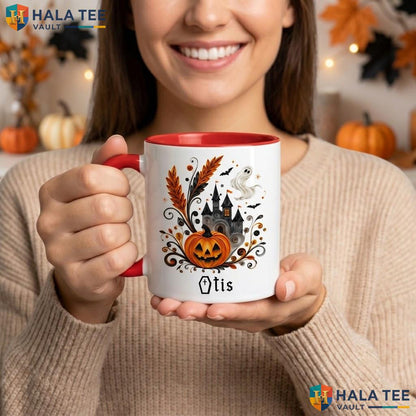 Pumpkin Witch Halloween Camping Mug Personalized Silhouette Custom Ceramic Mug
