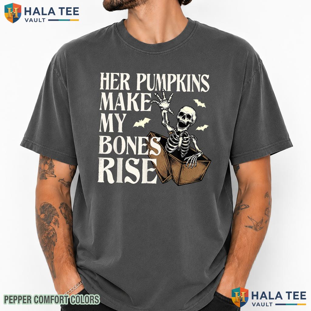 Pumpkins Make Bones Rise Comfort Colors T-Shirt Funny Couple Outfit
