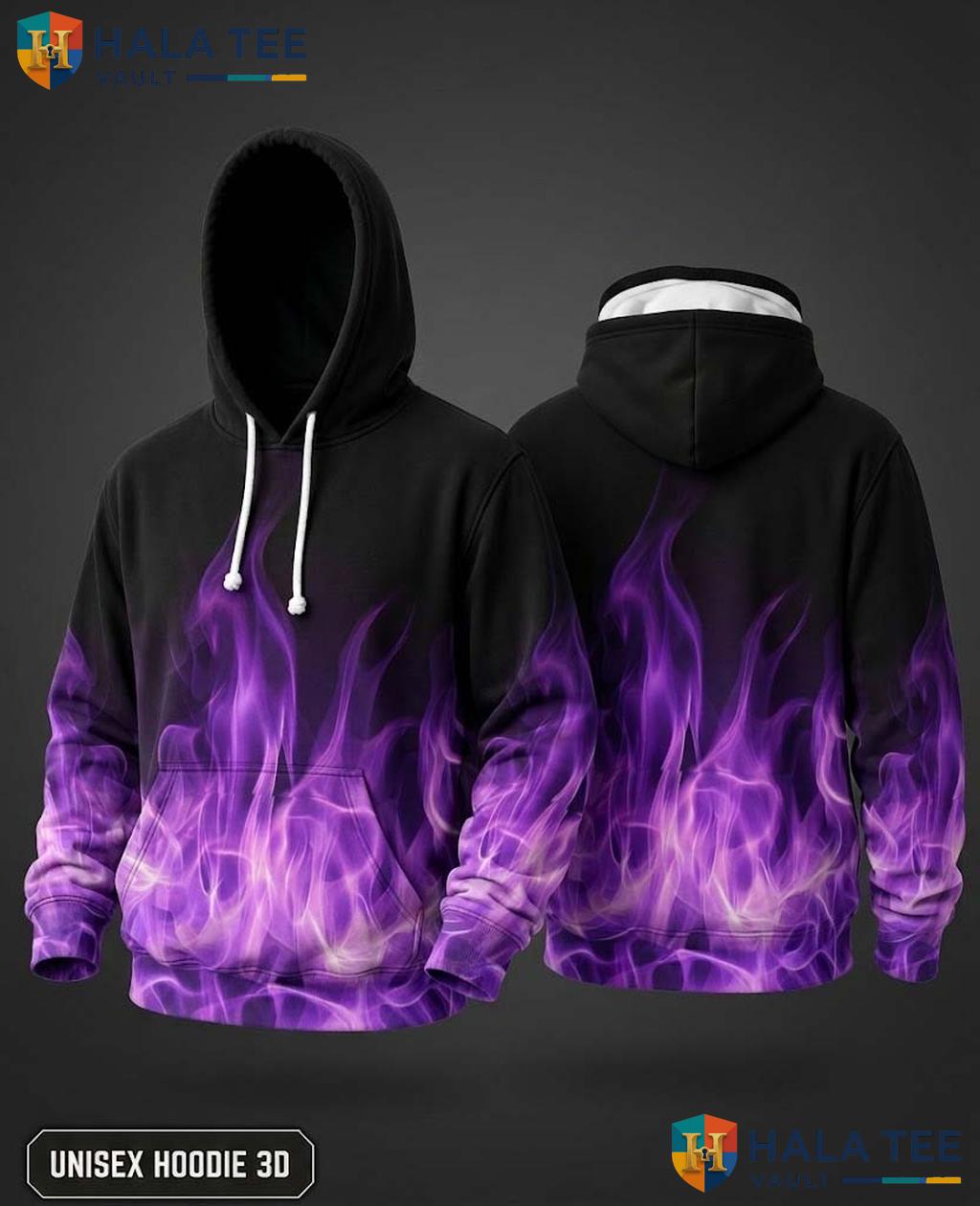 Purple Fire Kids Galaxy Hoodie Novelty 3D Printed Pullover Girl Boy