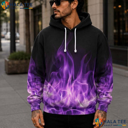 Purple Fire Kids Galaxy Hoodie Novelty 3D Printed Pullover Girl Boy 3D Printed Hoodie