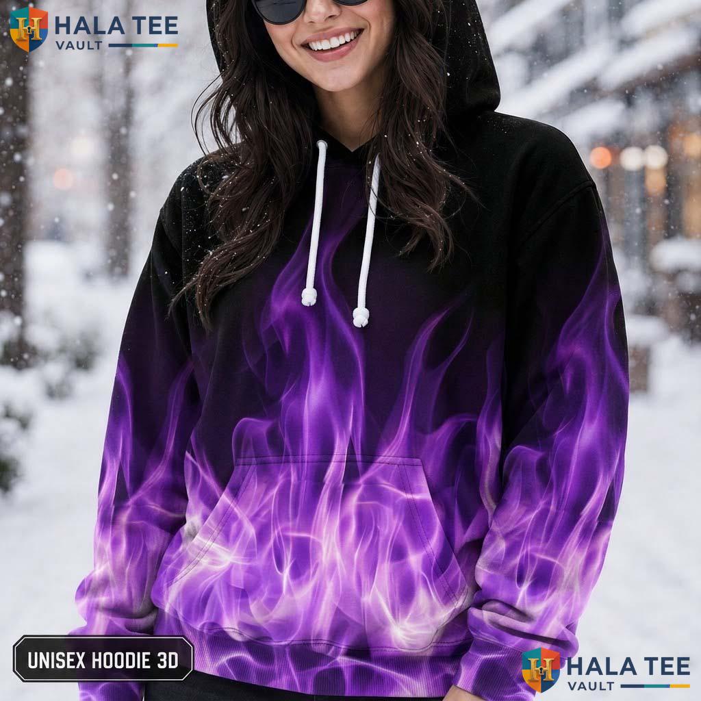 Purple Fire Kids Galaxy Hoodie Novelty 3D Printed Pullover Girl Boy AOP Hoodie