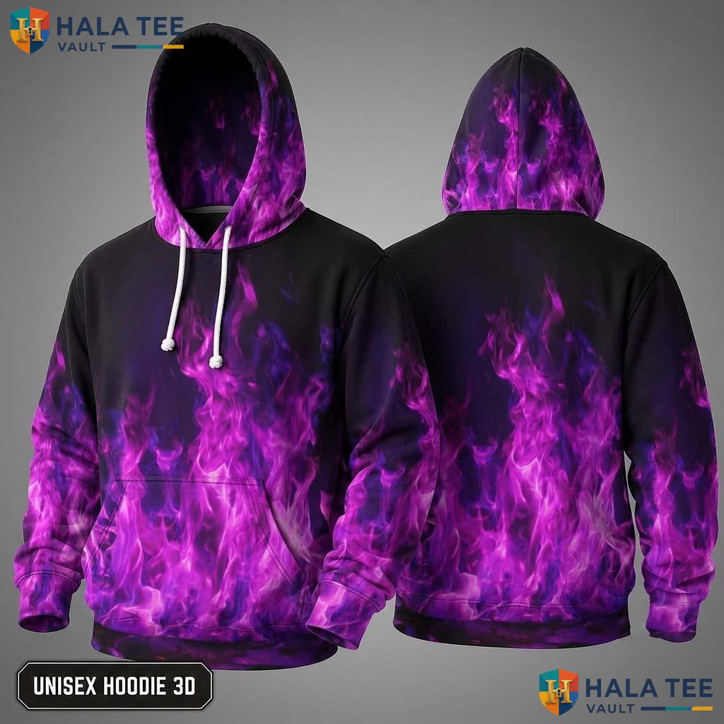 Purple Flame Kids 3D Hoodie Novelty Galaxy Printed Pullover Apparel
