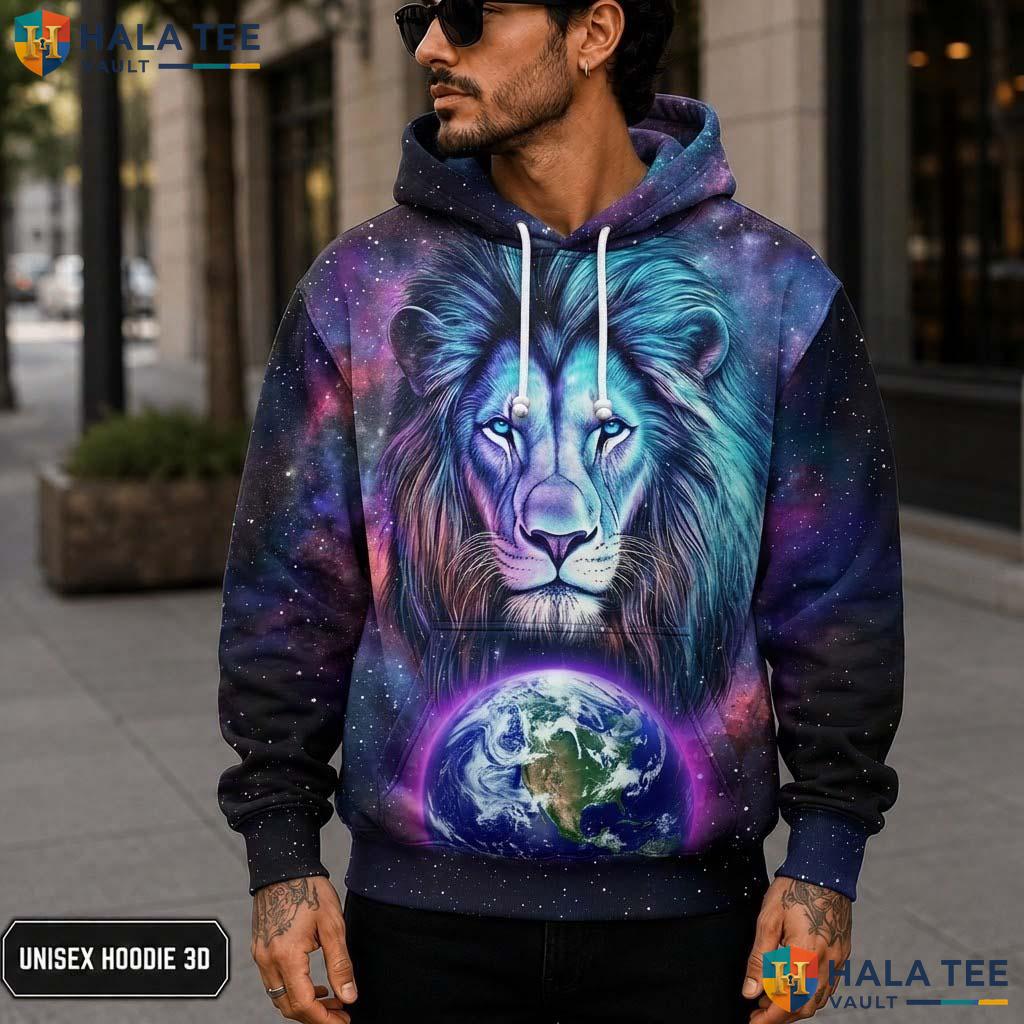 Purple Galaxy Lion Hoodie Men Women 3D Graphic Skull Novelty Pullover 3D Printed Hoodie