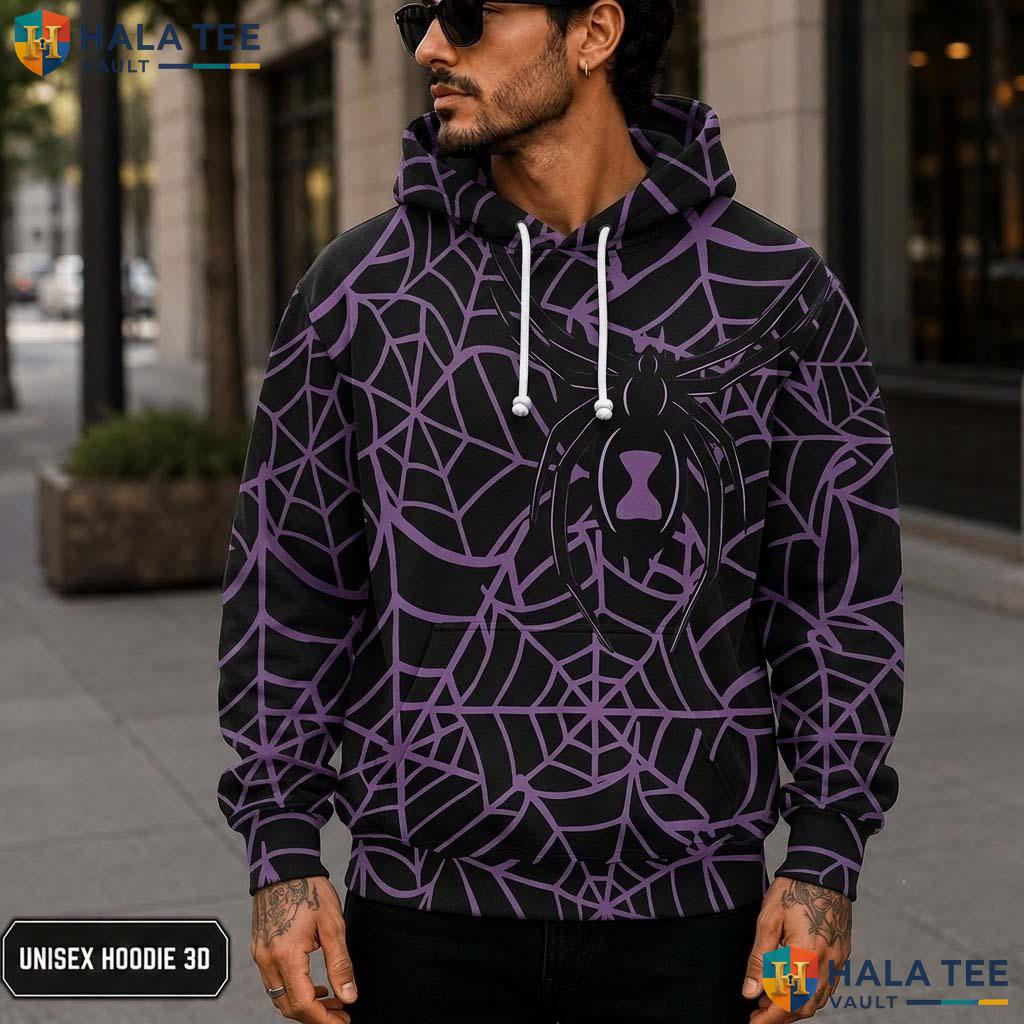Purple Spider Web 3D Printed Hoodie Classic Spooky Graphic Halloween Apparel