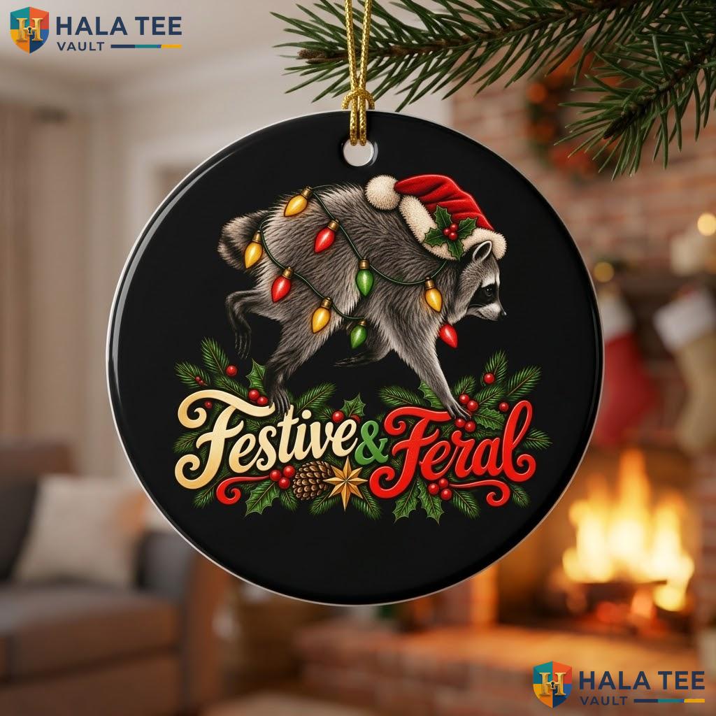 Raccoon Jimothy Meme Christmas Ornament Festive Feral Holiday Decor