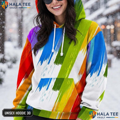 Rainbow Novelty 3D Printed Hoodie Realistic Graphic Pullover For Men Women Top