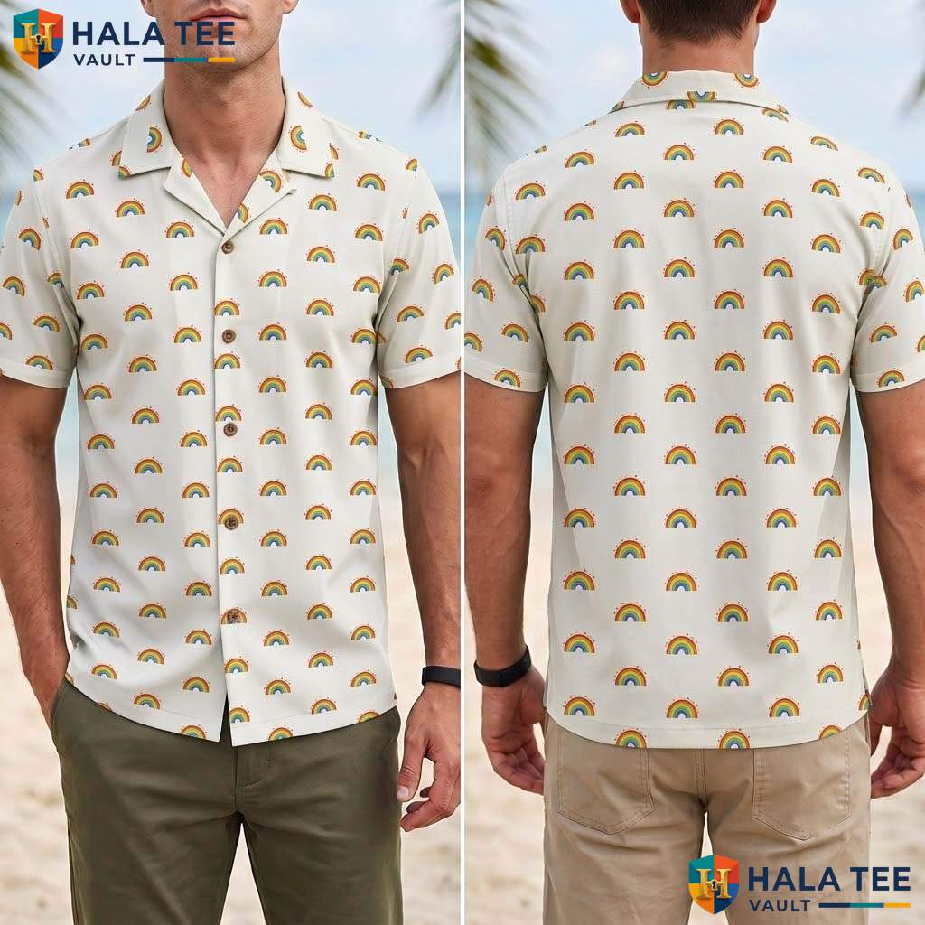 Rainbow Pride Tropical Shirt Mens Colorful Novelty Summer Beach Outfit