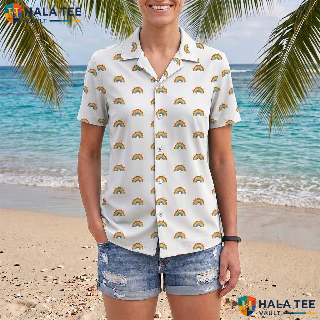 Rainbow Pride Aloha Shirt Mens Colorful Novelty Summer Beach Outfit