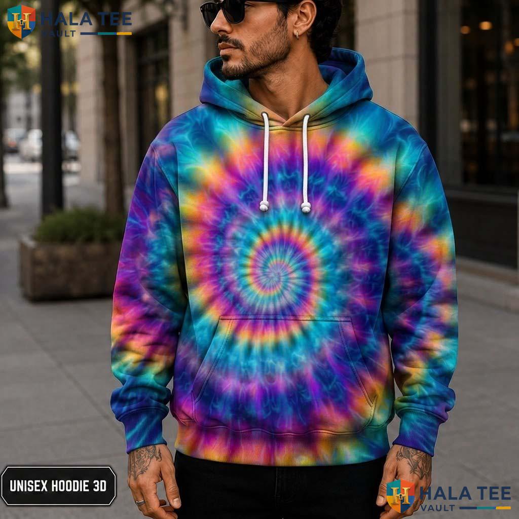 Rainbow Purple Blue Tie Dye Mens Unisex Graphic Art Pullover Hoodie 3D Printed Hoodie
