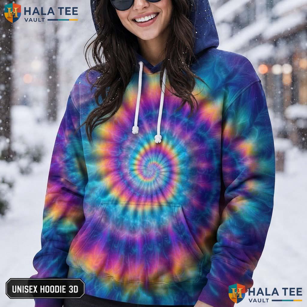 Rainbow Purple Blue Tie Dye Mens Unisex Graphic Art Pullover Hoodie AOP Hoodie