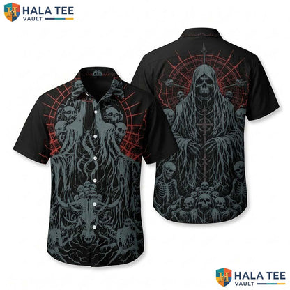 Reaper Skull Halloween Hawaiian Shirt Gothic Unisex Summer Aloha Top
