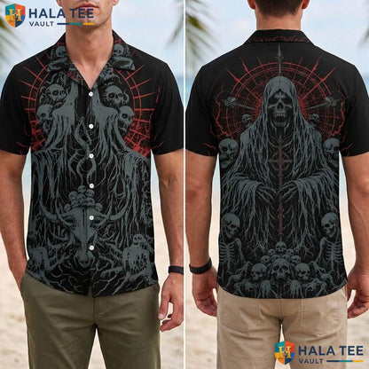 Reaper Skull Halloween Hawaiian Shirt Gothic Unisex Summer Aloha Top Adult