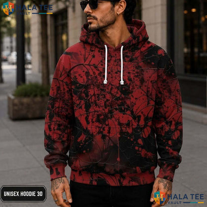 Red Black Spider Web 3D Printed Hoodie Chaotic Chic Graphic Halloween Costume