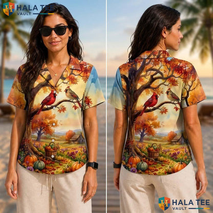 Red Cardinal Costume Thanksgiving Tropical Shirt Animal Turkey Scene